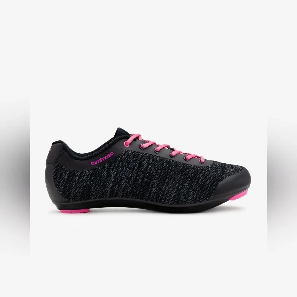 Tommaso Pista Aria‎ Knit cycling shoes Size 8 in Black /pink NWT and in box